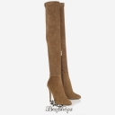 Jimmy Choo Khaki Brown Stretch Suede Over the Knee Boots 100mm BSJC0465828