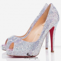 Very Riche Strass 120mm Peep Toe Pumps Crystal BSCL861535