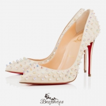 Follies Spikes 100mm White Ivory Aurore Boreale Leather BSCL996632