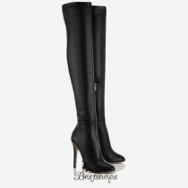Jimmy Choo Black Calf and Stretch Nappa Over the Knee Boots 100mm BSJC1374608
