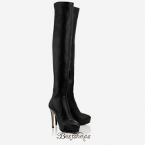 Jimmy Choo Black Calf and Stretch Nappa Over the Knee Boots 115mm BSJC3472618