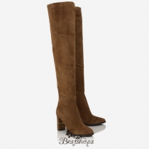 Jimmy Choo Khaki Brown Suede Over the Knee Boots 80mm BSJC6675488