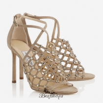 Jimmy Choo Nude Suede Cork Wedges with Cut-out 120mm BSJC7436918