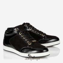 Jimmy Choo Black Suede and Patent Trainers BSJC7475308