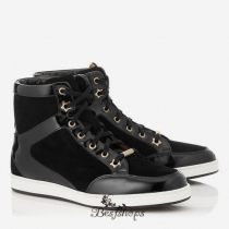 Jimmy Choo Black Suede and Patent Trainers  BSJC7987452