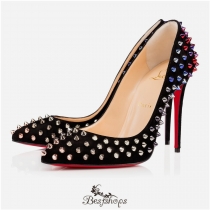 Follies Spikes 100mm Black Mix Multi Suede  BSCL116425