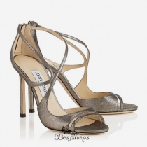 Jimmy Choo Gold Shimmer Leather with Plexi Sandals 100mm BSJC4400299