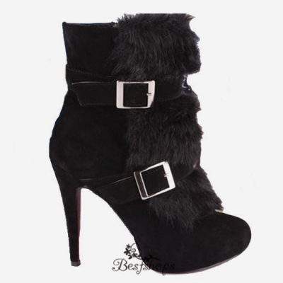 Toundra Fur 120mm Ankle Boots Black BSCL3918494