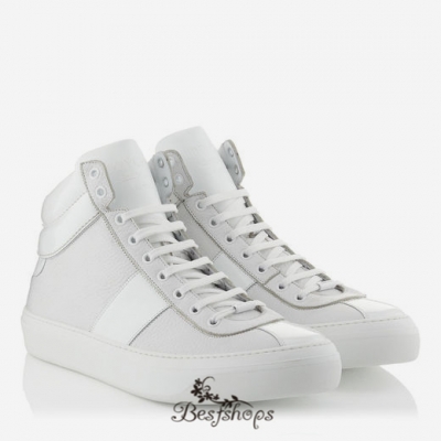 Jimmy Choo White Nappa and Patent High Top Trainers BSJC7414628