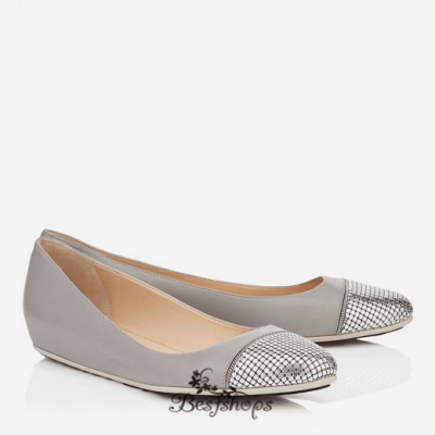 Jimmy Choo Dove Leather with Metal Mesh Ballet Flats BSJC7411472