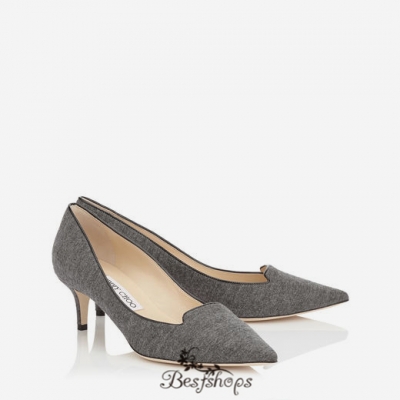 Jimmy Choo Taupe Grey Flannel and Patent Pointy Toe Pumps 50mm BSJC3054078