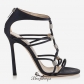 Jimmy Choo Navy Shimmer Leather Sandals with Crystal Nuggets 110mm BSJC7377628