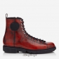 Jimmy Choo Russian Red and Black Brushed Bark Print Leather Lace Up Boots BSJC4064738