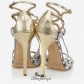 Jimmy Choo Natural Glossy Elaphe and Light Platinum Mirror Leather Strappy Sandals 140mm BSJC1314628