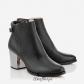 Jimmy Choo Black Soft Grainy Leather Ankle Boots with Metallic Heel 65mm BSJC2994008