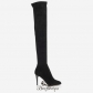 Jimmy Choo Black Stretch Suede Over the Knee Boots 100mm BSJC0974888
