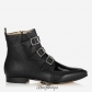 Jimmy Choo Black Textured Leather and Patent Ankle Boots BSJC8660291