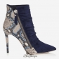 Jimmy Choo Navy Suede and Violet Blue Painted Python Ankle Booties 100mm BSJC5566614