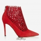 Jimmy Choo Red Laser Perforated Suede Booties 100mm BSJC0070042