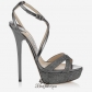 Jimmy Choo Anthracite Lamé Glitter and Mirror Leather Platform Sandals 145mm BSJC7999628