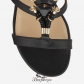 Jimmy Choo Black Leather Flat Sandals with Jewel Piece BSJC7000628