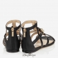 Jimmy Choo Black Leather Flat Sandals with Jewel Piece BSJC7000628