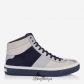 Jimmy Choo White, Uniform Blue and Ice Grey Suede and Patent High Top Trainers BSJC9626128