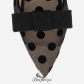 Jimmy Choo Black Polka Dot Mesh Pointy Toe Flats with Bow Detail BSJC7123528