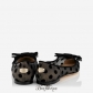 Jimmy Choo Black Polka Dot Mesh Pointy Toe Flats with Bow Detail BSJC7123528