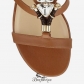 Jimmy Choo Canyon Leather Flat Sandals with Jewel Piece BSJC7400728