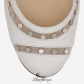 Jimmy Choo Optic White Leather Flat Sandals with Jewel Piece BSJC7414888