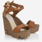 Jimmy Choo Canyon Leather and Striped Mesh Cork Wedges 120mm BSJC7422718