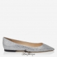 Jimmy Choo Silver Glitter Fabric Pointy Toe Flats BSJC7252628