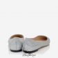 Jimmy Choo Silver Glitter Fabric Pointy Toe Flats BSJC7252628