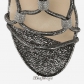 Jimmy Choo Silver Metallic Pixelated Leather Sandals with Crystal Nuggets BSJC2694628