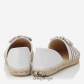 Jimmy Choo Taupe and White Striped Cotton Espadrilles with Crystal Detailing BSJC1118474