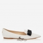 Jimmy Choo White Shiny Leather with Painted Ministuds Pointy Toe Flats with Bow Detail BSJC7236628