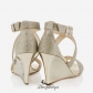Jimmy Choo Gold Lame Glitter Fabric Wedge Sandals 120mm BSJC7413666