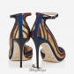 Jimmy Choo Navy Satin with Gold Pailettes Embroidery Pointy Toe Pumps 120mm BSJC7698528