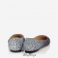 Jimmy Choo Navy and Silver Coarse Glitter Degradé Pointy Toe Flats BSJC7411788