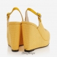 Jimmy Choo Pop Yellow Woven Raffia Wedged Sandals 140mm BSJC3360628