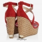 Jimmy Choo Red Suede Lasered Cork Covered Wedges 120mm BSJC7485528