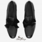 Jimmy Choo Black Fine Glitter and Patent Slippers with Velvet Bow BSJC9854521