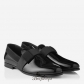 Jimmy Choo Black Patent Leather Formal Slippers with Satin Ribbon BSJC9873621