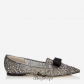 Jimmy Choo Anthracite Lace Crystal and Pearl Embellished Pointy Toe Flats with Bow Detail BSJC4804125