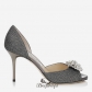 Jimmy Choo Anthracite Lamé Glitter Sandals with Crystal Detail 85mm BSJC6659378