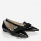 Jimmy Choo Black Patent Leather Pointy Toe Flats with Bow BSJC1880651