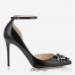 Jimmy Choo Black Patent Pointy Toe Pumps with Crystal Embroidery 100mm BSJC6544073
