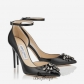 Jimmy Choo Black Patent Pointy Toe Pumps with Crystal Embroidery 100mm BSJC6544073