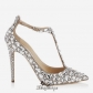 Jimmy Choo Nude Suede, Crystal Covered Pointy Toe Pumps 110mm BSJC2887452